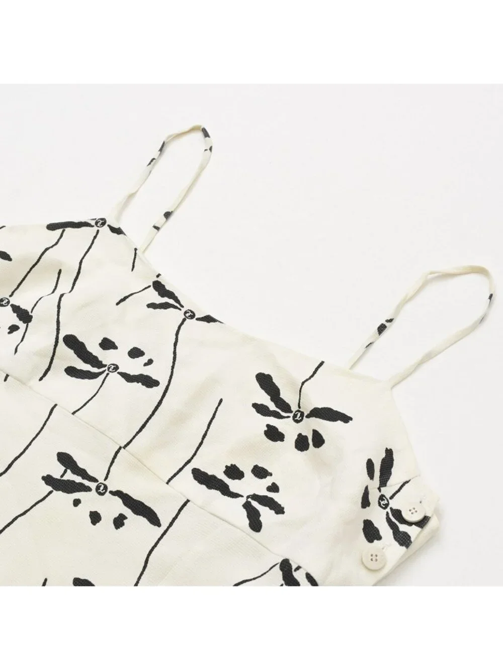 Chanel Mini Dress White Black Dragonfly Rayon Acetate Vintage